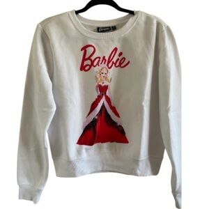 Barbie White Sweatshirt Holiday Graphic NEW Size Medium (Measures for 12/14)